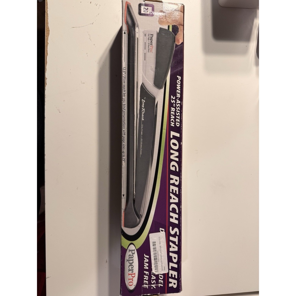 PAPER PRO Long-Reach 12.5" Stapler One Finger Easy Jam Free 25 Sheet Capacity